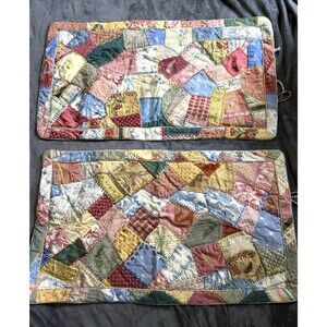Crazy Quilt patchwork king pillow cover sham set stunning hand stitch toile